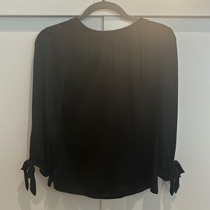 LOFT Black 3/4 Sleeve Blouse with Tie Front